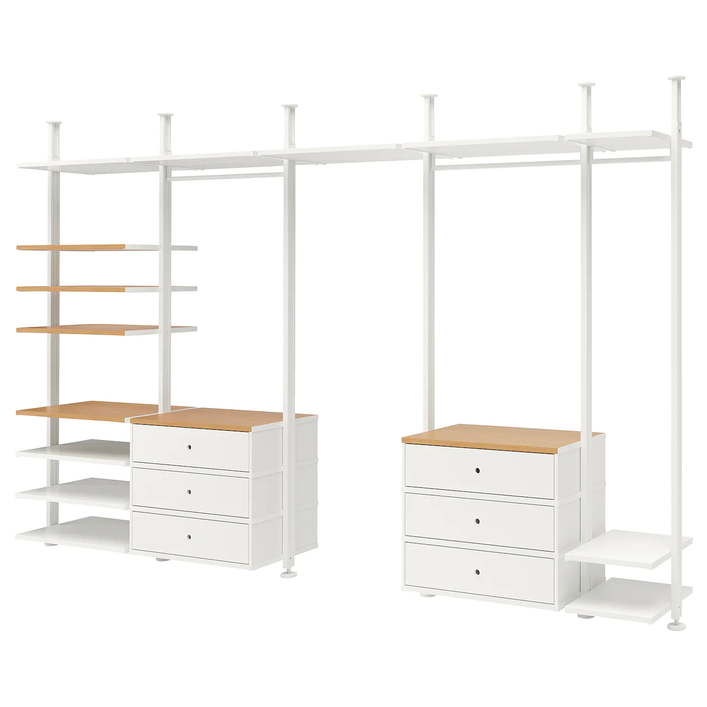IKEA ELVARLI Wardrobe Combination White/bamboo 151 5/8x20x87 1/4137 3/4 "