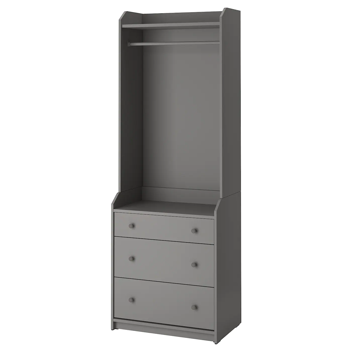IKEA HAUGA Open Wardrobe With 3 Drawers Gray 27 1/2x78 3/8 "