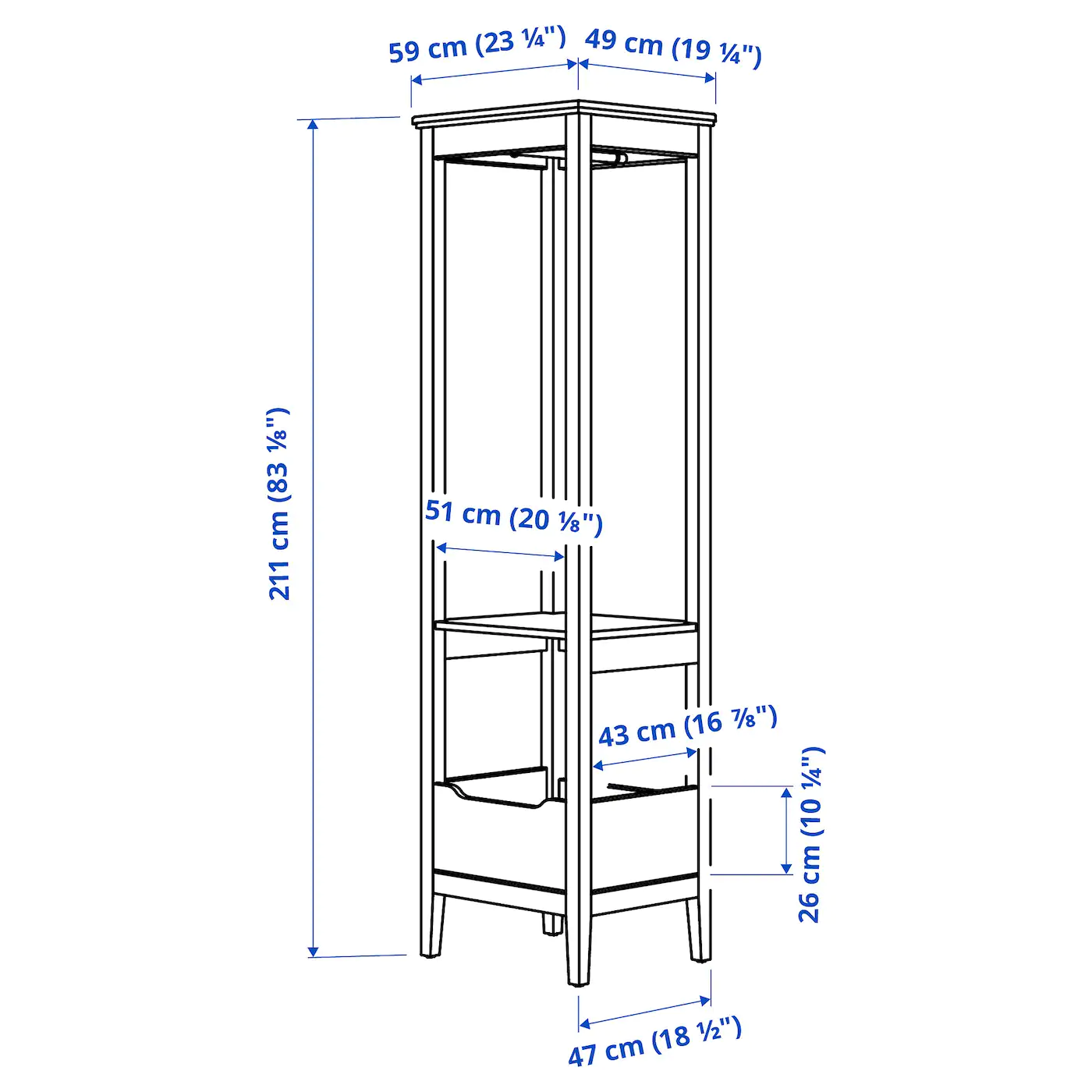 IKEA IDANÄS Open Wardrobe Dark Brown Stained 23 1/4x83 1/8 " 7 IKEA IDANÄS Open Wardrobe Dark Brown Stained 23 1/4x83 1/8 " - Image 5