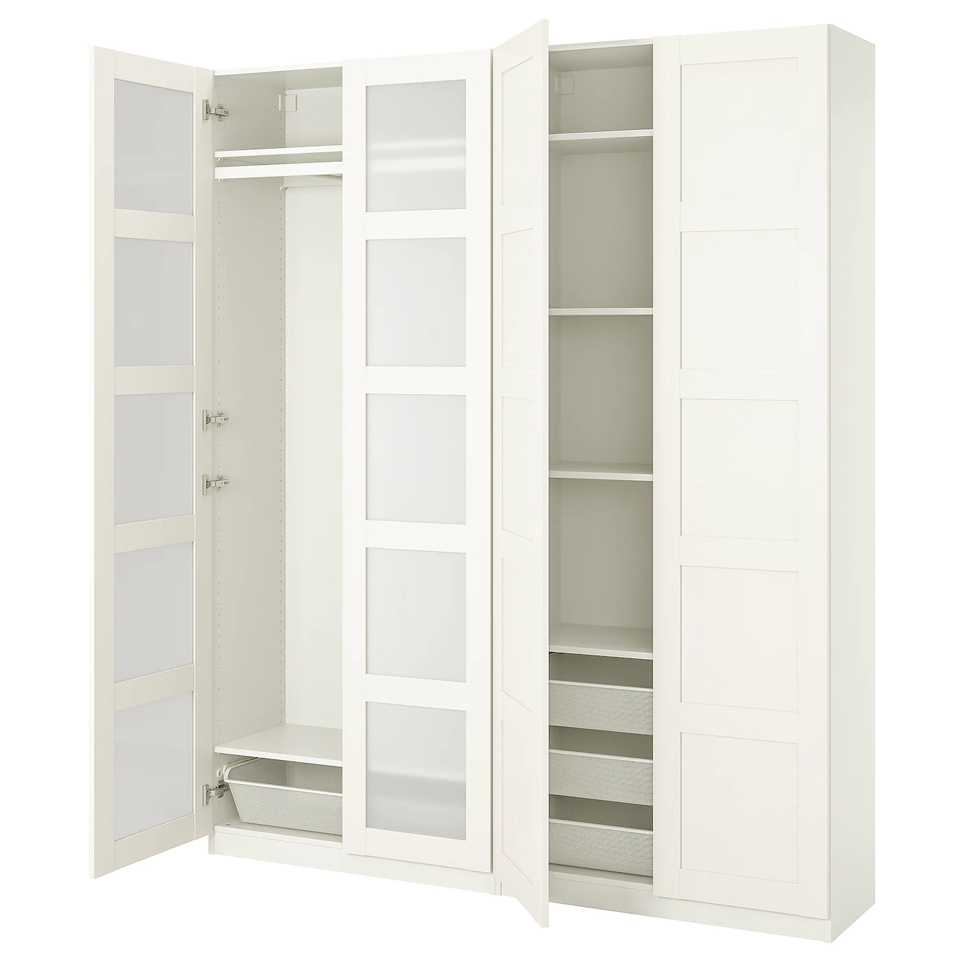 IKEA PAX / BERGSBO Wardrobe Combination White/frosted Glass 78 3/4x15x93 1/8 "