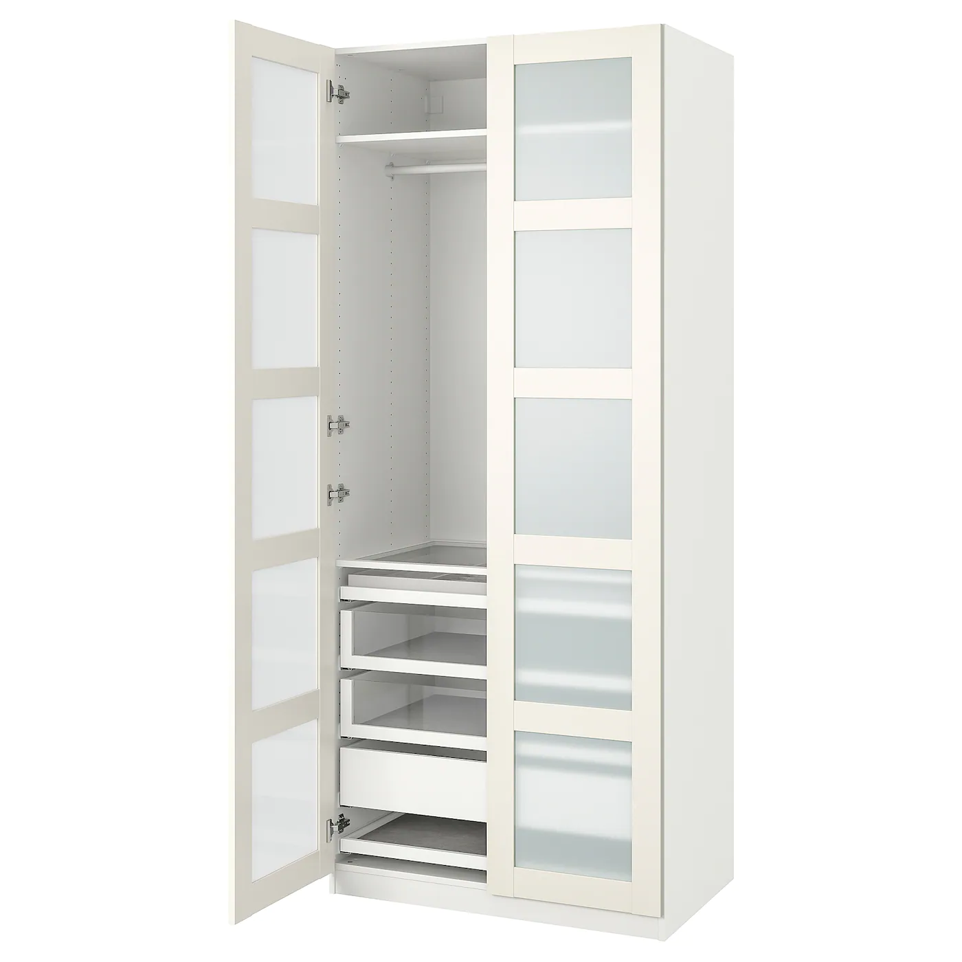 IKEA PAX / BERGSBO Wardrobe Combination White/frosted Glass 39 3/8x23 5/8x93 1/8 "