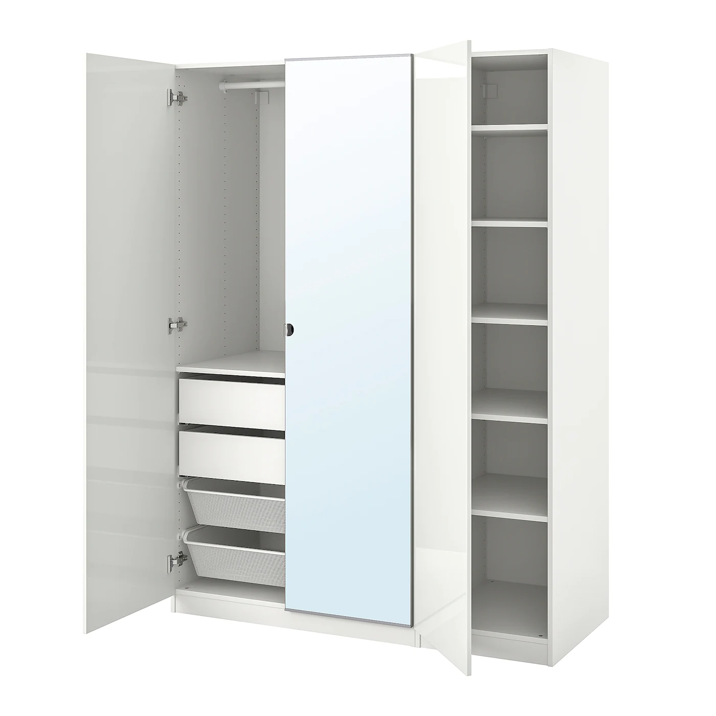 IKEA PAX / FARDAL/VIKEDAL Wardrobe Combination High Gloss White/mirror Glass 59x23 5/8x79 1/4 "