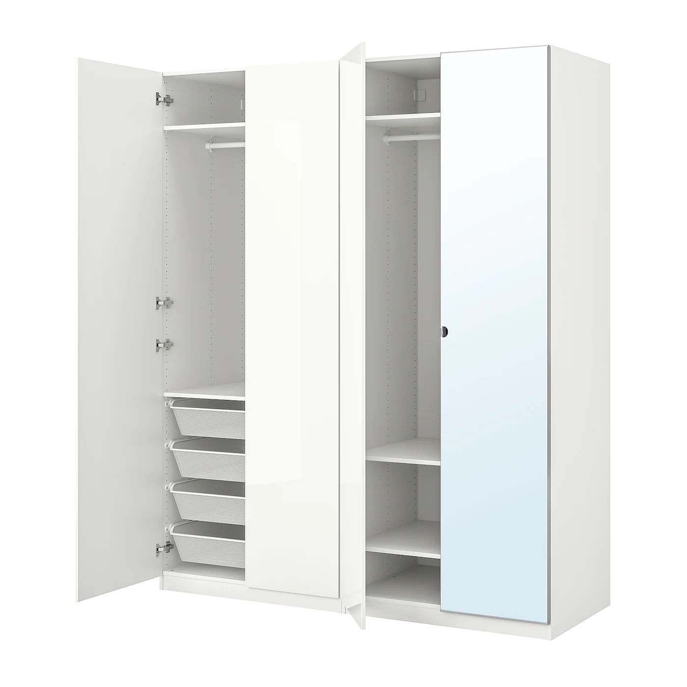 IKEA PAX / FARDAL/VIKEDAL Wardrobe Combination High Gloss White/mirror Glass 78 3/4x23 5/8x93 1/8 " -Ikea Armoi outlet store pax fardal vikedal wardrobe combination high gloss white mirror glass 0935329 pe792727 s5