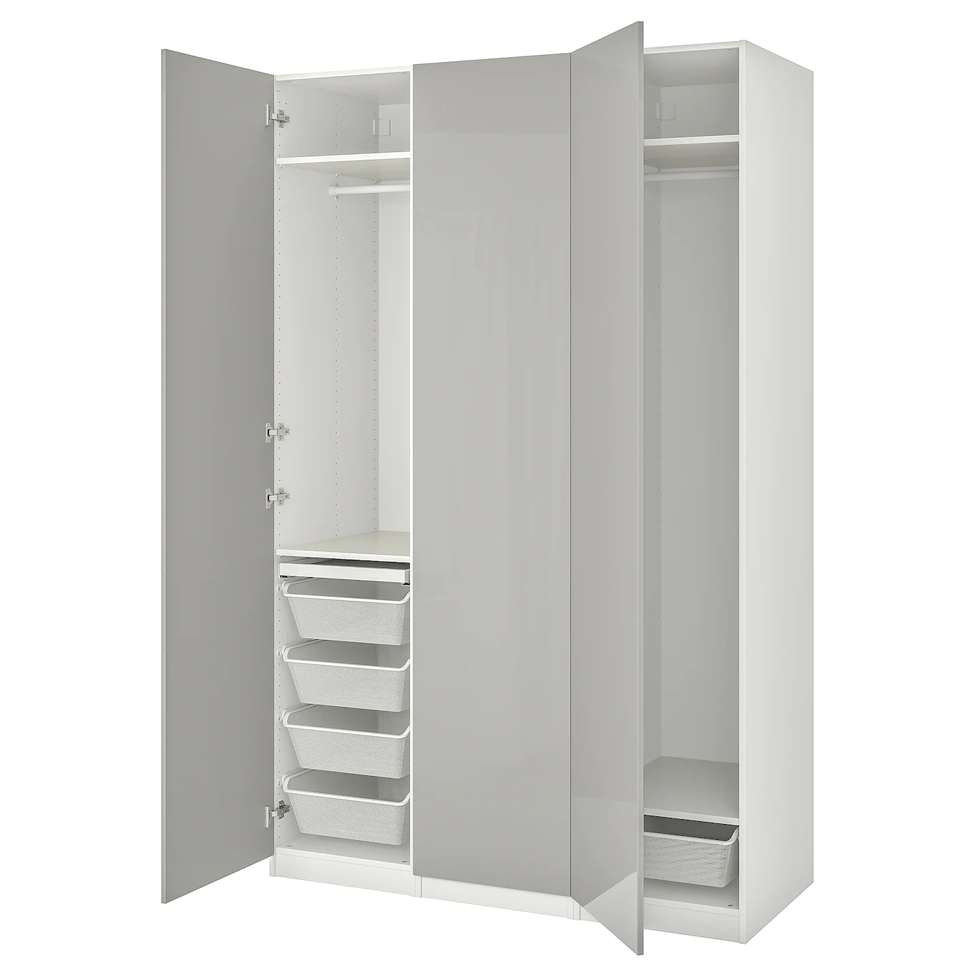 IKEA PAX / FARDAL Wardrobe Combination White/highgloss Light Gray 59x23 5/8x93 1/8 "