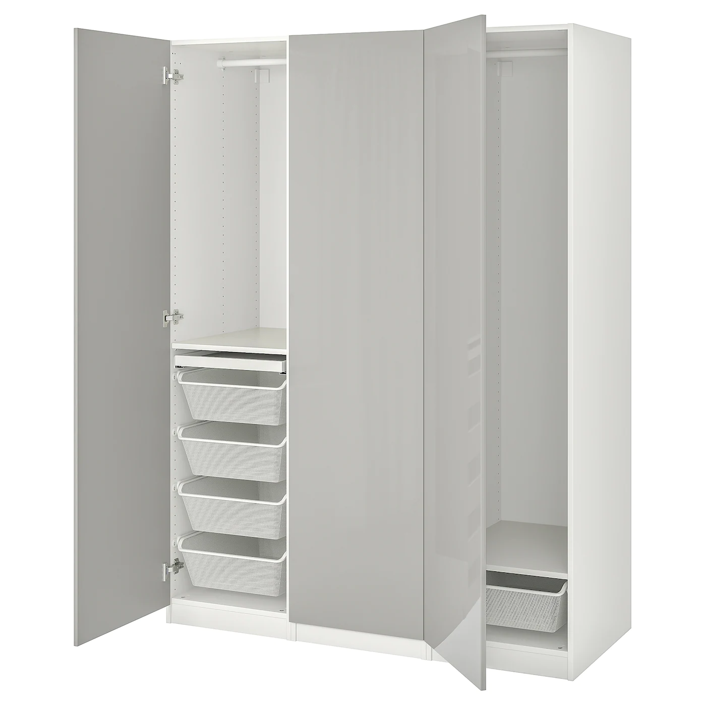 IKEA PAX / FARDAL Wardrobe Combination White/highgloss Light Gray 59x23 5/8x79 1/4 "