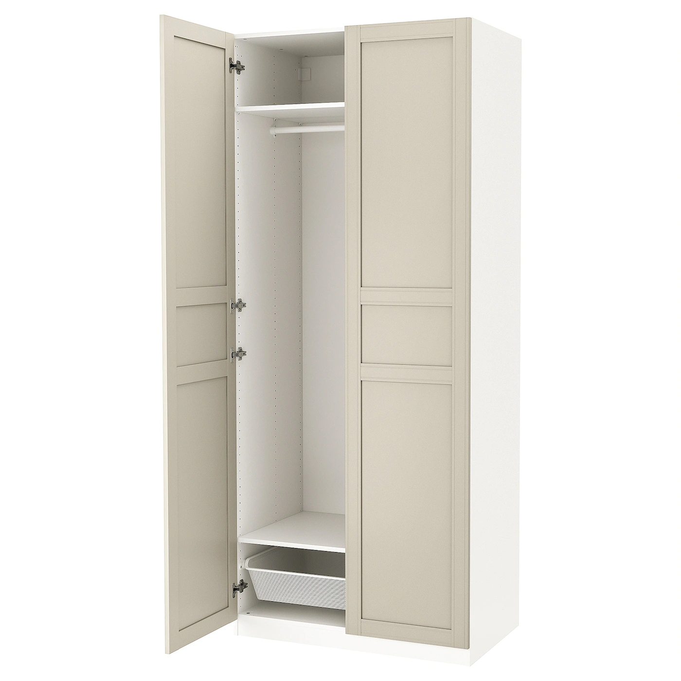 IKEA PAX / FLISBERGET Wardrobe White/light Beige 39 3/8x23 5/8x93 1/8 " -Ikea Armoi outlet store pax flisberget wardrobe white light beige 1080350 pe857984 s5