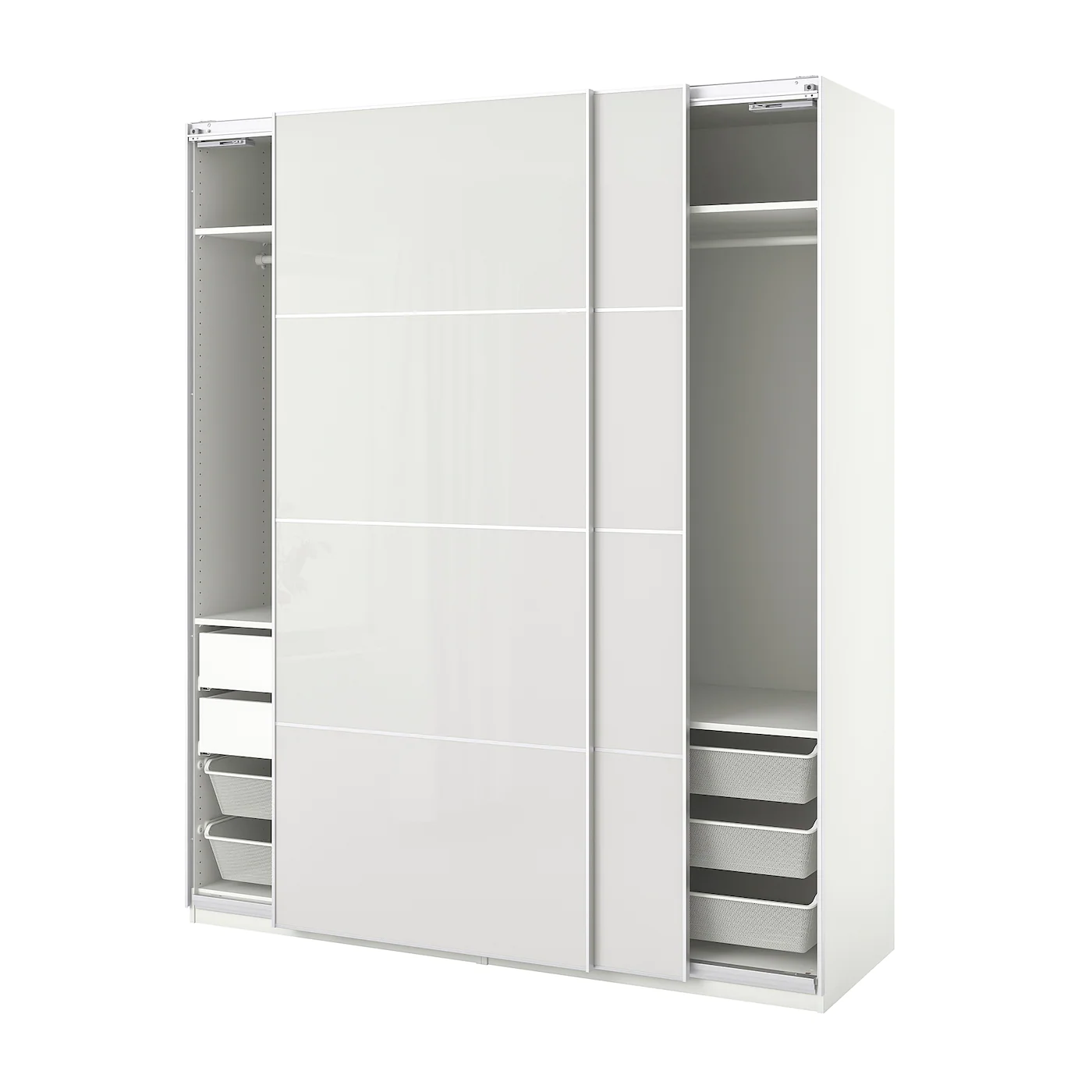 IKEA PAX / HOKKSUND Wardrobe Combination White/high Gloss Light Gray 78 3/4x26x93 1/8 " -Ikea Armoi outlet store pax hokksund wardrobe combination white high gloss light gray 0935337 pe792737 s5