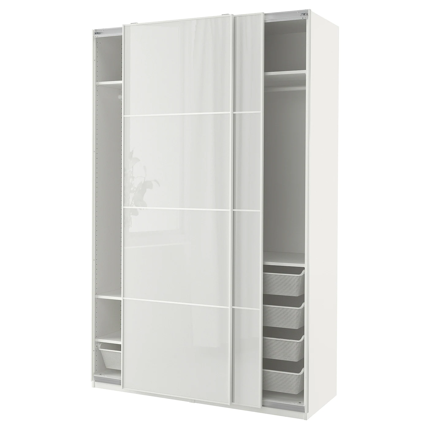 IKEA PAX / HOKKSUND Wardrobe White/highgloss Light Gray 59x26x93 1/8 " -Ikea Armoi outlet store pax hokksund wardrobe white high gloss light gray 1080335 pe857973 s5