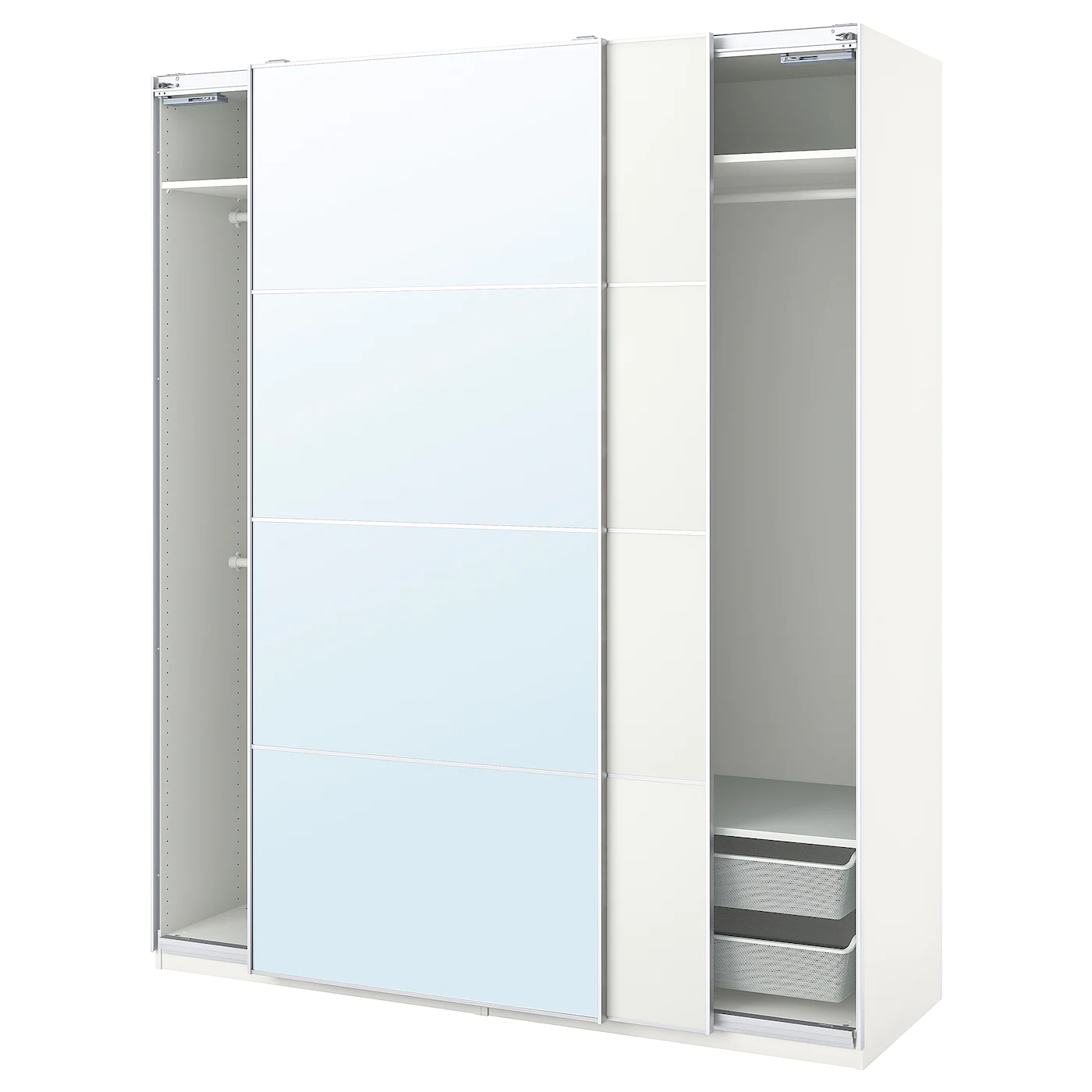 IKEA PAX / MEHAMN/AULI Wardrobe Combination Double Sided White/mirror Glass 78 3/4x26x93 1/8 " -Ikea Armoi outlet store pax mehamn auli wardrobe combination double sided white mirror glass 0832120 pe777617 s5