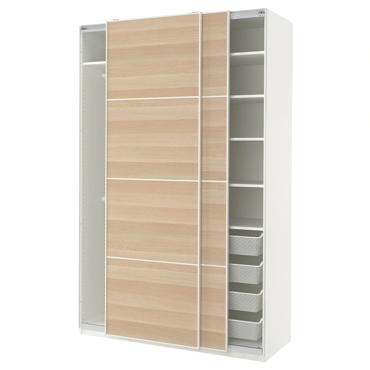 IKEA PAX / MEHAMN Wardrobe Combination White Stained Oak Effect 59x26x93 1/8 " -Ikea Armoi outlet store pax mehamn wardrobe combination white stained oak effect 1080500 pe858061 s5