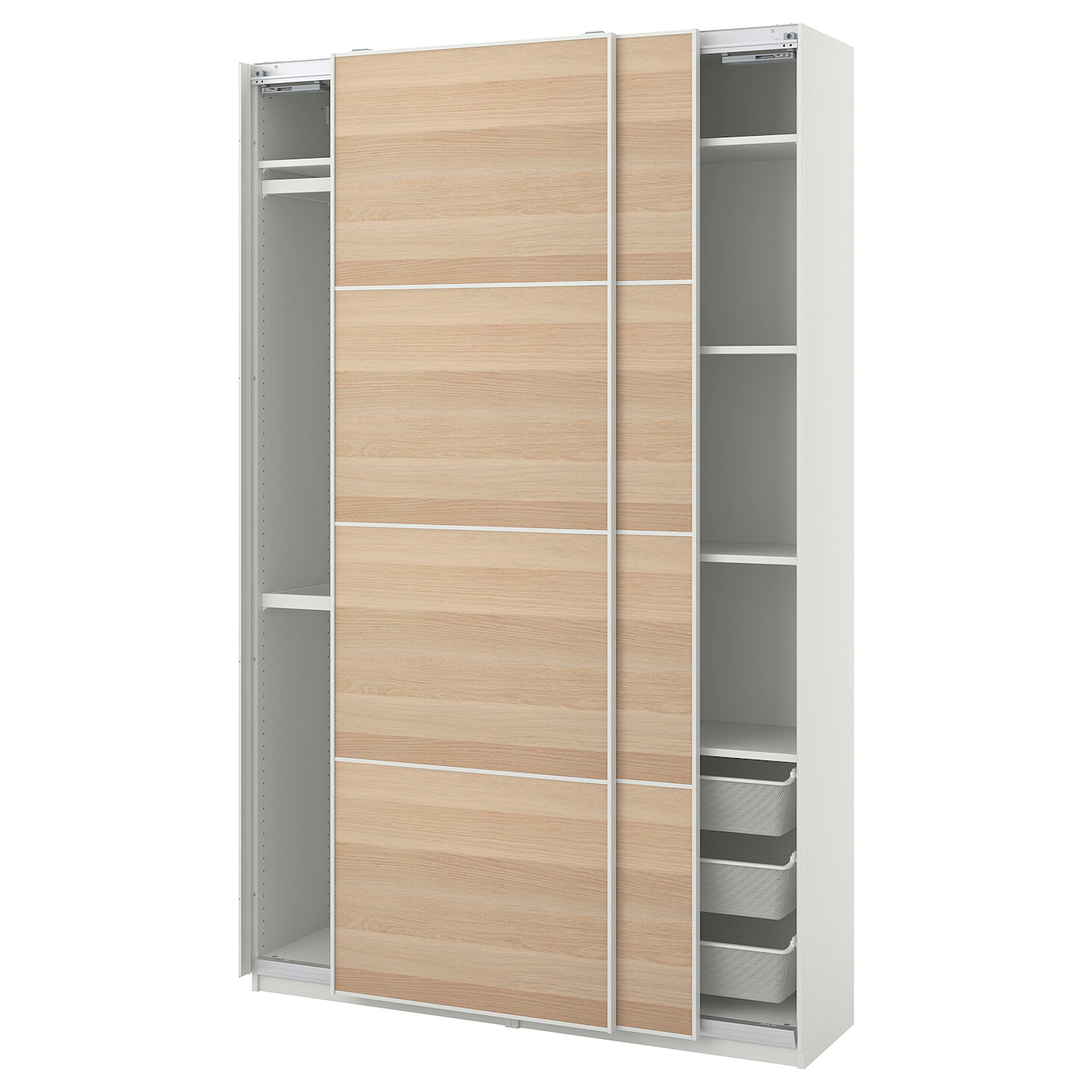 IKEA PAX / MEHAMN Wardrobe Combination White/white Stained Oak Effect 59x17 3/8x93 1/8 " -Ikea Armoi outlet store pax mehamn wardrobe combination white white stained oak effect 0816557 pe773511 s5