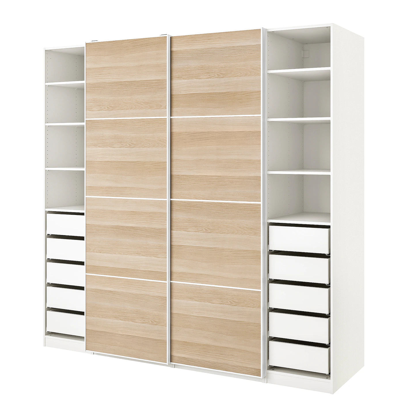 IKEA PAX / MEHAMN Wardrobe White/white Stained Oak Effect 98 3/8x26x93 1/8 "