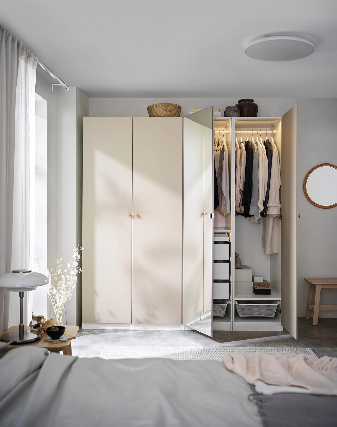 IKEA PAX / REINSVOLL/VIKEDAL Wardrobe Combination White/graybeige Mirror Glass 78 3/4x23 5/8x79 1/4 " 4 IKEA PAX / REINSVOLL/VIKEDAL Wardrobe Combination White/graybeige Mirror Glass 78 3/4x23 5/8x79 1/4 " - Image 2