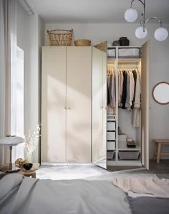 IKEA PAX / REINSVOLL/VIKEDAL Wardrobe Combination White/graybeige Mirror Glass 78 3/4x23 5/8x93 1/8 " -Ikea Armoi outlet store pax reinsvoll vikedal wardrobe combination white gray beige mirror glass 0962009 ph171500 s5