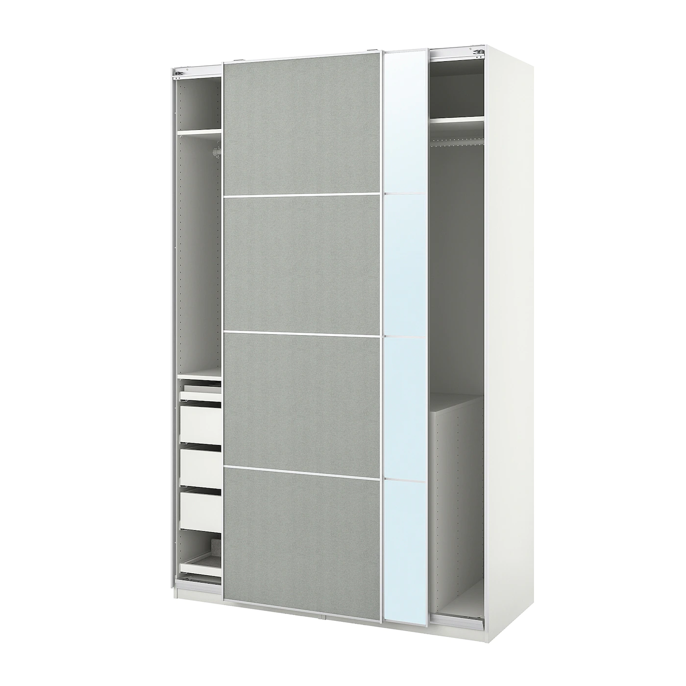 IKEA PAX / TJODALYNG/AULI Wardrobe Combination White/light Green Mirror Glass 59x26x93 1/8 " -Ikea Armoi outlet store pax tjodalyng auli wardrobe combination white light green mirror glass 0955317 pe803751 s5