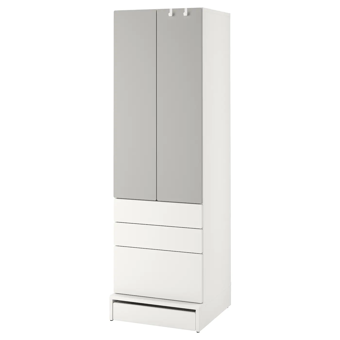 IKEA SMÅSTAD / UPPFÖRA Wardrobe White Gray/with 3 Drawers 23 5/8x24 3/4x77 1/8 "