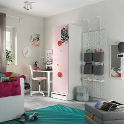 IKEA SMÅSTAD / UPPFÖRA Wardrobe White Pale Pink/with 2 Clothes Rails 23 5/8x24 3/4x77 1/8 " -Ikea Armoi outlet store smastad uppfoera wardrobe white pale pink with 2 clothes rails 0940344 pe794927 s5