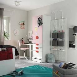 IKEA SMÅSTAD / UPPFÖRA Wardrobe White Pale Pink/with 3 Drawers 23 5/8x24 3/4x77 1/8 " -Ikea Armoi outlet store smastad uppfoera wardrobe white pale pink with 3 drawers 0939297 pe794513 s5