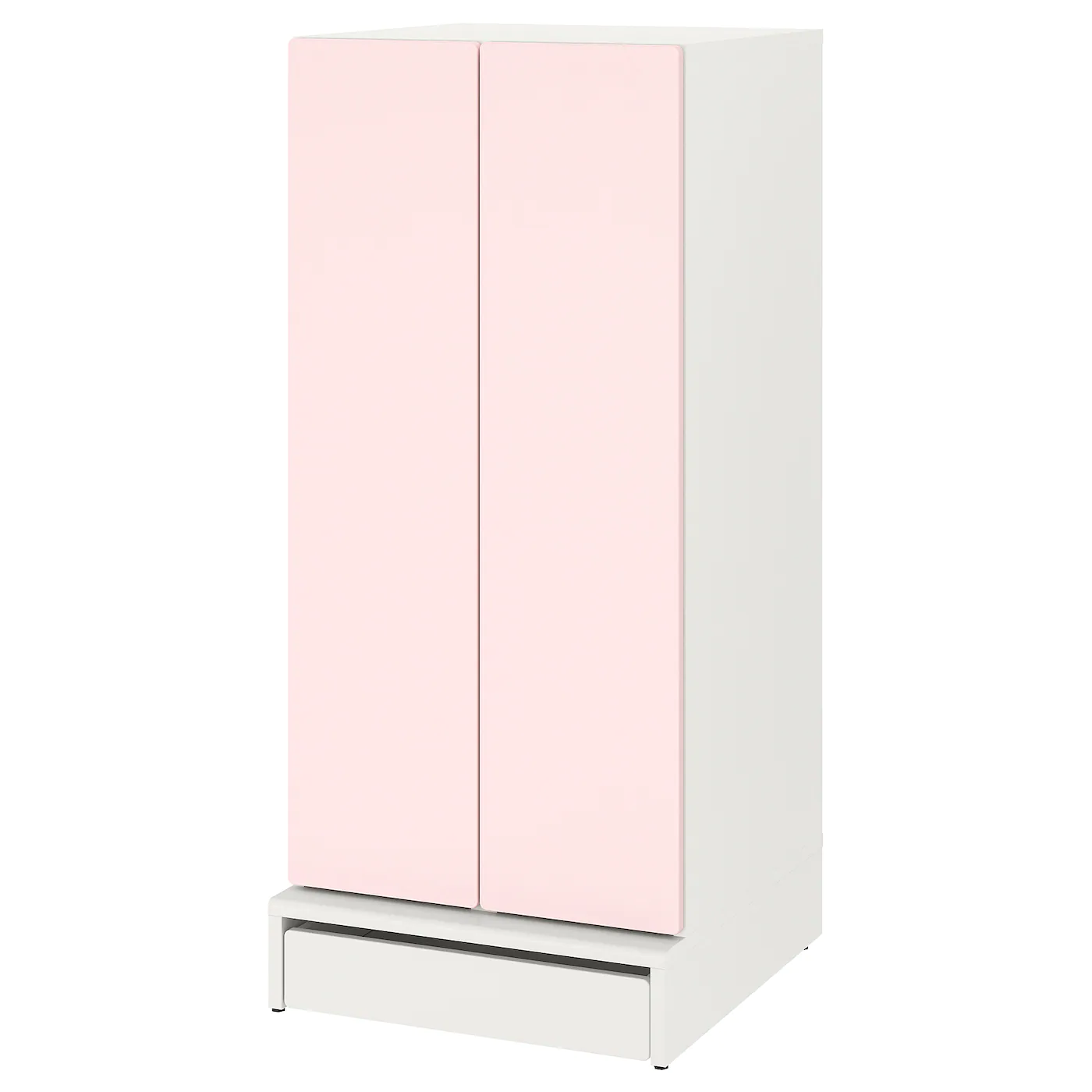 IKEA SMÅSTAD / UPPFÖRA Wardrobe White Pale Pink/with 3 Shelves 23 5/8x24 3/4x53 1/2 "