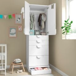IKEA SMÅSTAD / UPPFÖRA Wardrobe White White/with 4 Drawers 23 5/8x24 3/4x77 1/8 " -Ikea Armoi outlet store smastad uppfoera wardrobe white white with 4 drawers 1008915 pe827371 s5