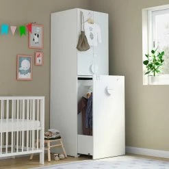 IKEA SMÅSTAD Wardrobe With Pullout Unit White White/with Clothing Rod 23 5/8x22 1/2x77 1/8 " -Ikea Armoi outlet store smastad wardrobe with pull out unit white white with clothing rod 0935747 pe792916 s5