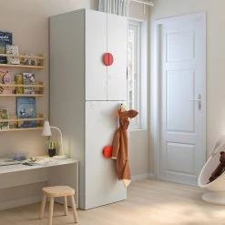 IKEA SMÅSTAD Wardrobe With Pullout Unit White White/with Clothing Rod 23 5/8x22 1/2x77 1/8 " -Ikea Armoi outlet store smastad wardrobe with pull out unit white white with clothing rod 0936090 pe793113 s5