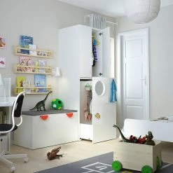 IKEA SMÅSTAD Wardrobe With Pullout Unit White White/with Clothing Rod 23 5/8x22 1/2x77 1/8 " -Ikea Armoi outlet store smastad wardrobe with pull out unit white white with clothing rod 0983172 pe815934 s5